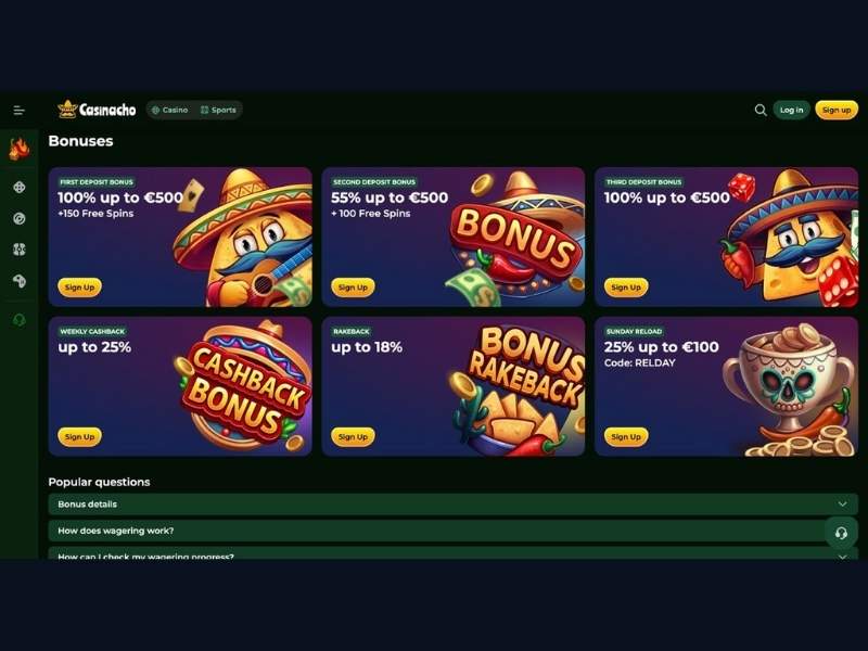 Casinacho Casino (Nacho Casino) bonuses: how tournaments, cashback and the welcome package operate together for Canadian players
